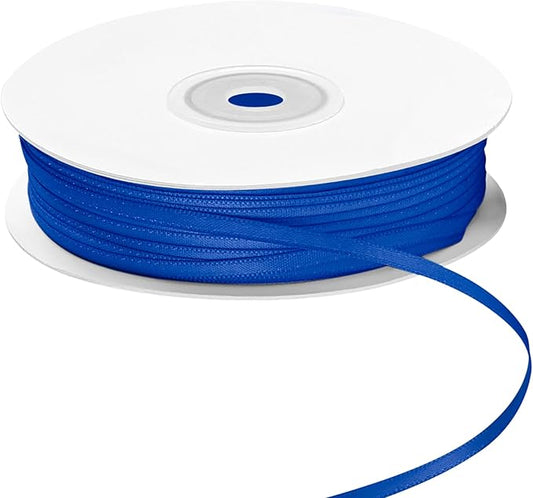LIUYAXI Blue Double Faced Satin Ribbon, 1/8" X Continuous 100 Yards, Thin Ribbons Perfect for Gift Wrapping Wedding Invitation Card Hair Bows Tag Floral Arrangement DIY Craft