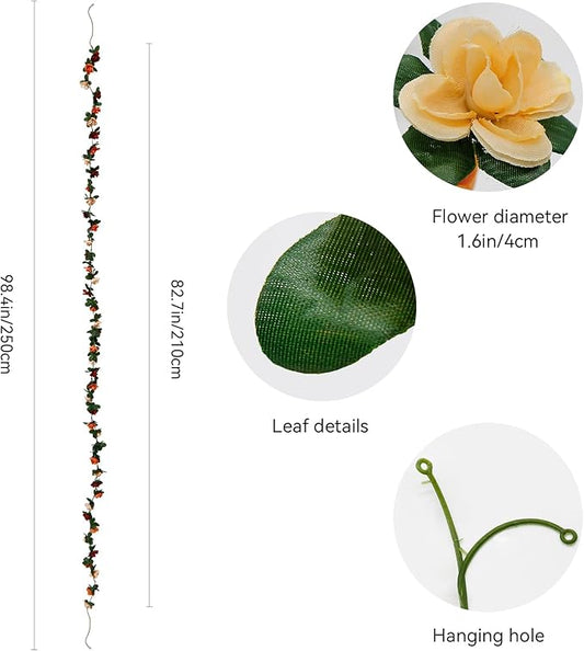 12 PCS 98.4 FT Artificial Flower Garland Rose Garland for Wedding Room Decor(12,Terracotta)