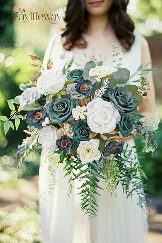 Artificial Flowers, 2PCS Silk Fake Flowers for DIY Wedding Bridal Bouquets Faux Floral Arrangements for Party Cake Table Centerpieces Home Decor Indoor Outdoor