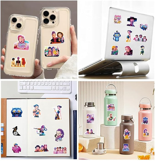 Demon Hunters Movie Stickers, 60 PCS Korean Cartoon Kpop Stickers for Water Bottles, Waterproof Vinyl Decal for Teen Girls Boys Adult Laptop Skateboard Phone Case Guitar Travel Case Bike Notebook