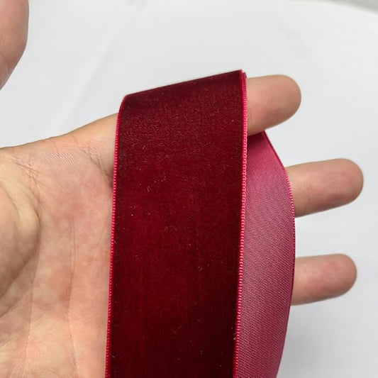 Chenkou Craft Dark Red 25 Yards/roll 1 1/2" Velvet Ribbon Lots Bulk (Dark red, 1 1/2"(40mm))