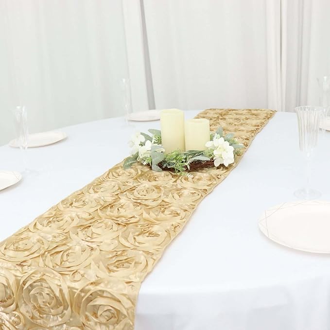 Efavormart Wonderland Rosette Premium Table Runners for Weddings Party Banquets Decor Fit Rectangle and Round Table - Champagne