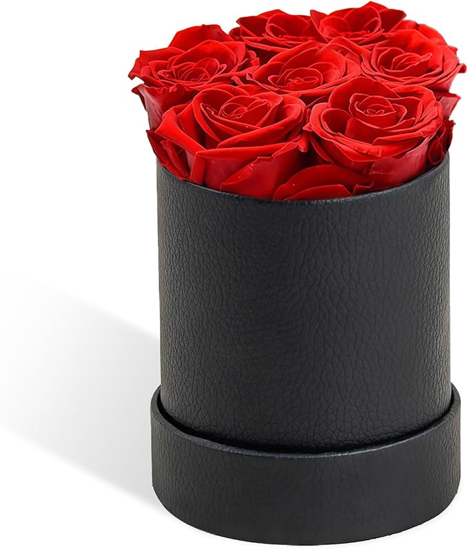 Forever Flowers Preserved Roses in Box, Preserved Flowers Gift with Customizable Greeting Card- Perfect for Women Her Christmas, Valentine’s Day, Anniversary, Birthday (1/7/9/12 Roses)