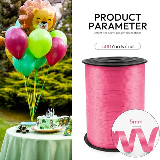 500 Yards Curling Ribbon Pink, 1/5" Wide Crimped Pink Curling Ribbons - Perfect for Gift Wrapping, Florist Flowers, Birthday Party Decorations, Balloon String for Halloween, Christmas