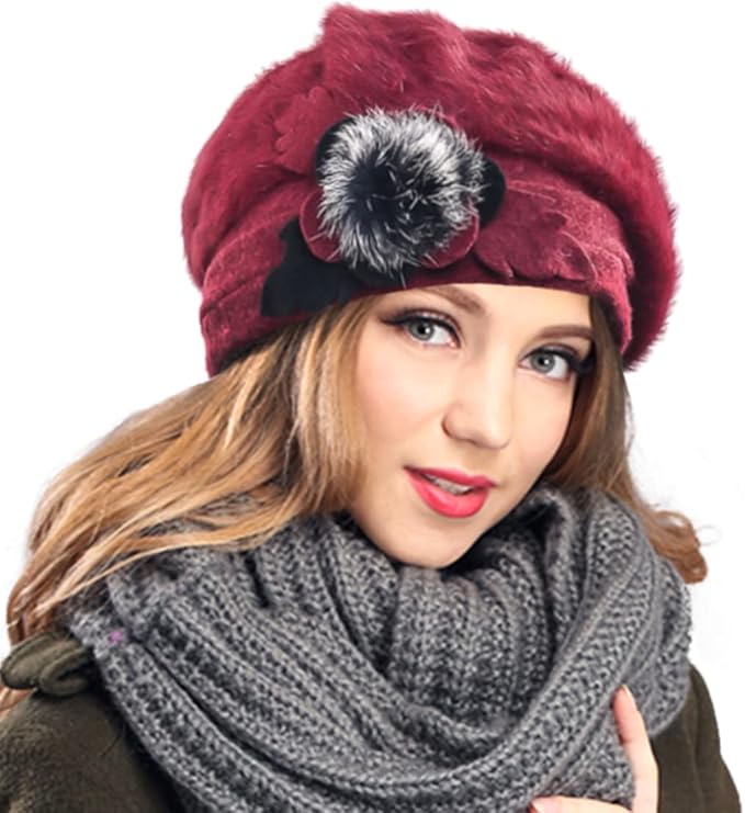 VECRY Women's 100% Wool Bucket Hat Felt Cloche Beret Dress Winter Beanie Hats