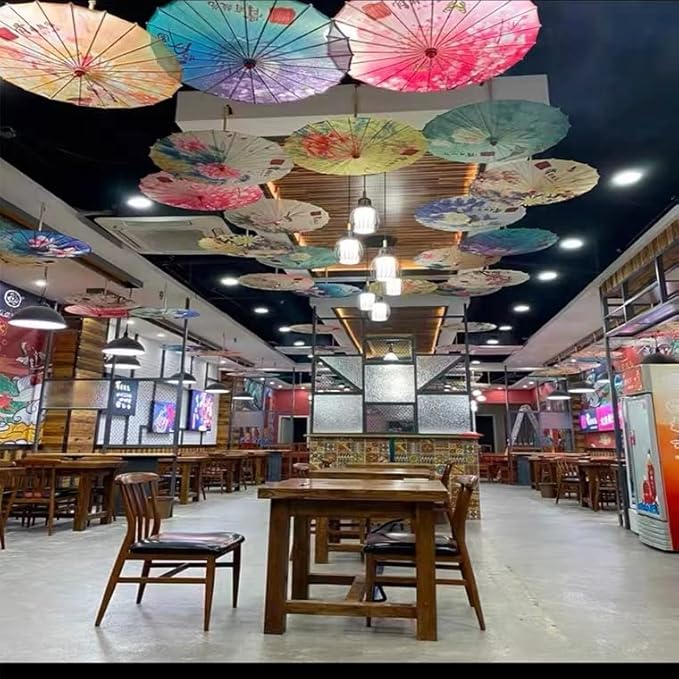 33" Handmade Oiled Parasol Bamboo Silk Umbrella Chinese Japanese Art Classical Dance Umbrella Plum Blossom for Wedding Parties Photography Costumes Cosplay Decoration and Other Events