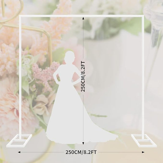 8.2FT White Metal Wedding Arches for Ceremony Square Balloon Arch Stand Rectangular Backdrop Stand for Anniversary Birthday Party Bridal Shower Home Indoor Outdoor Decoration