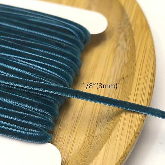 Chenkou Craft Turquoise 25 Yards 1/8" 3mm Velvet Ribbon Lots Bulk (Turquoise, 1/8"(3mm))