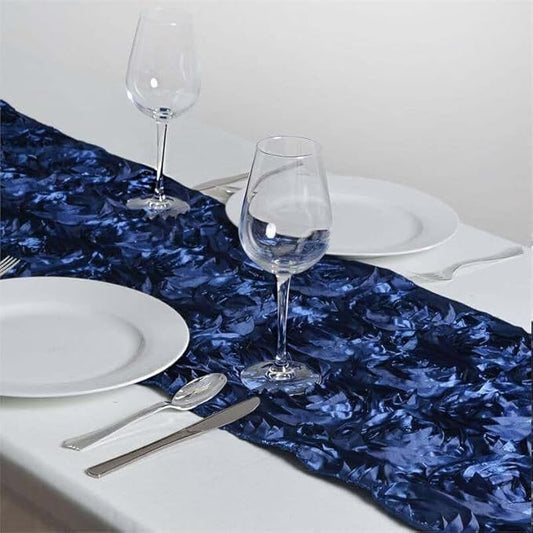Efavormart Wonderland Rosette Premium Table Runners for Weddings Party Banquets Decor Fit Rectangle and Round Table - Navy