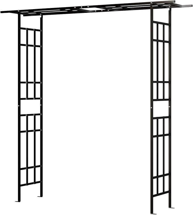 Metal Garden Arch, Assembly Garden Arbor,Adjustable Width W42.52''~W78.15'',Trellis Climbing Plants Support, Rose Outdoor Arch,Wedding Arch Party Events Archway (Black, Adjustable)