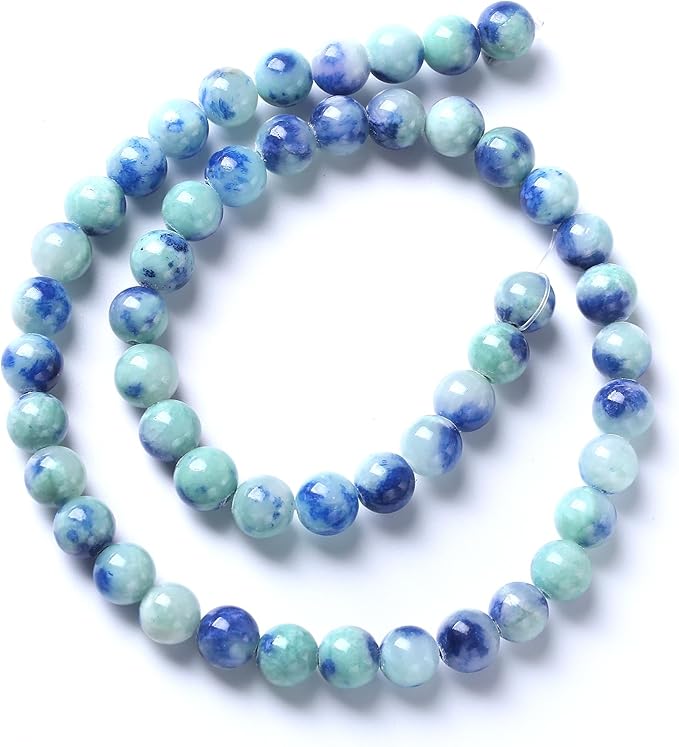 10MM 38PCS Peacock Blue Persian Jade Spacer Loose Beads for Jewelry Making DIY Bracelet Necklace