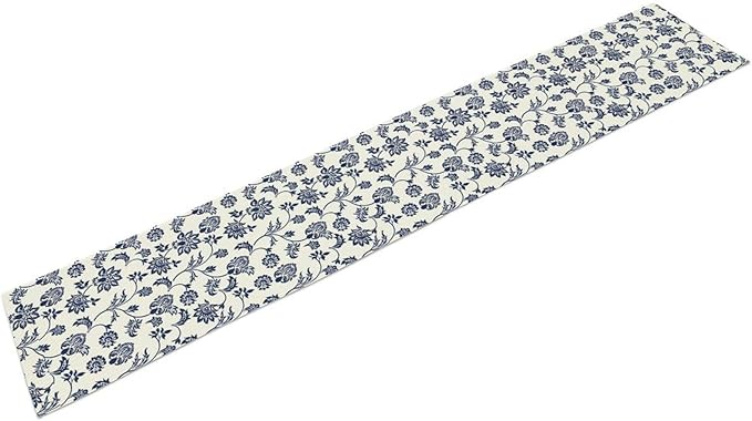 Boho Floral Table Runner, Navy Blue Paisley Flower Traditional Porcelain Vintage Decor Table Runner for Kitchen Dining Party, 13x70 Inch