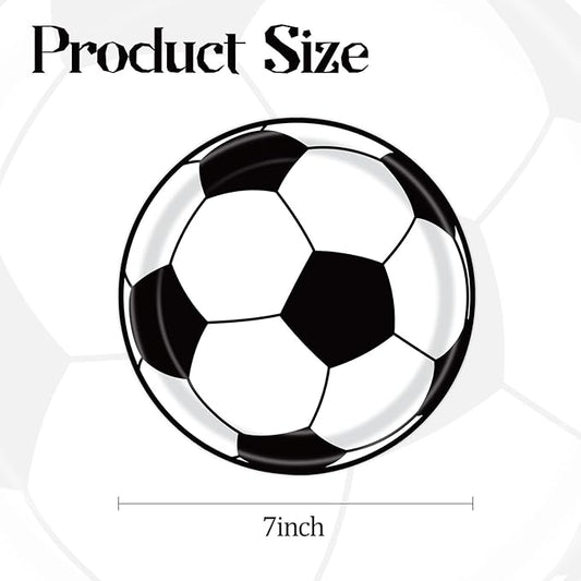50PCS Soccer Party Paper Plates 7 Inch, Disposable Soccer Birthday Party Supplies Cake Dessert Plates for Birthday Baby Shower Sports Theme Decorations (Soccer)