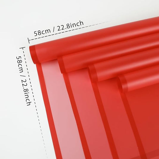 FUHITIM 20 Sheets Flower Wrapping Paper - Waterproof Floral Bouquet Packaging Paper for DIY Crafts,Florist Supplies Packaging Paper for Wedding Birthday Gift (Translucent Red)