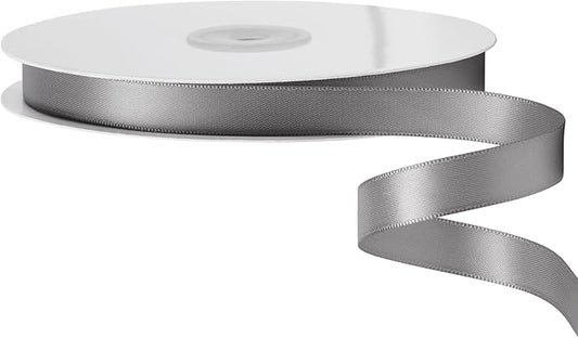 LIUYAXI Silver Satin Ribbon, Double Faced 1/2" X Continuous 25 Yards Ribbons Perfect for Gift Wrapping Bows Bouquet Wedding Craft and More