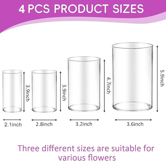 48pcs Glass Vase Cylinder for Centerpieces Small Flower Glass Clear Home Decor Centerpiece Table Flower Vase Decorations for Wedding&Holiday 4,4,4.7,6Inch Tall