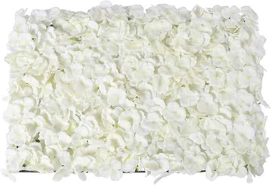 LOYALHEARTDY 20 PCS Artificial Flower Wall Panel 24" x 16" Faux Flowers Wall Decoration Miky-White Hydrangea Flower Panels Wall for Home Party Wedding Christmas Festival Photo Backgdrop Decor