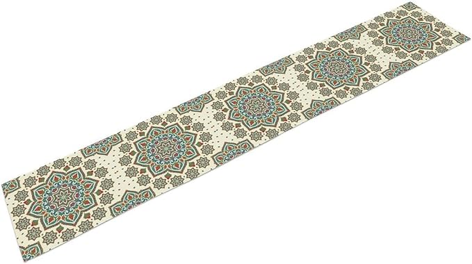 Boho Table Runner, Colorful Bohemian Mandala Geometric Floral Table Runner for Kitchen Dining Home Party Decoration, 13x70 Inch