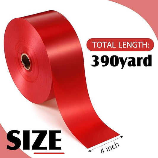 Syhood Outdoor Leaf Ribbon Floral Satin Ribbon for Crafts Aspidistra Waterproof Holiday Outdoor Decoration(4 Inch X 393 Yards,Red)