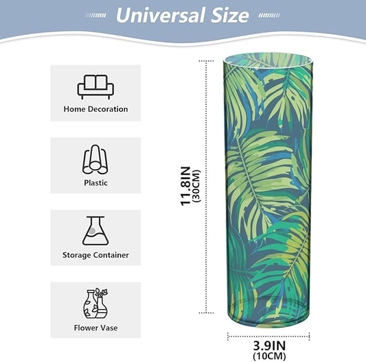 Vase Plastic Vase Elegant Cylinder Flower Vase Shatterproof Decorative Centerpiece for Home Table Office Weddings Events (11.8 x 3.9 in)