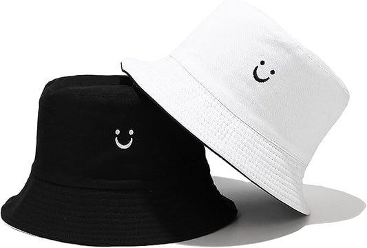 Flower Reversible Bucket Hat Cotton Summer Travel Beach Sun Hats Emboridery for Women Men