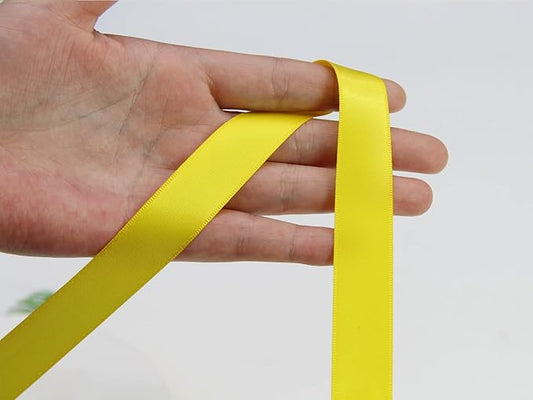 Yellow Double Faced Satin Ribbon 7/8 Inch - 100 Yards Continuous Soft Gift Wrapping Package Ribbon for Invitations, Flower Bouquets, Weddings, Bows, Hair Decoration, Valentine's Day, and Mother's Day