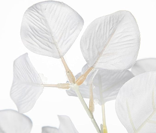 DILATATA Faux White Eucalyptus Stems – 32” Artificial Willow Leaves, 5 Pcs Long White Eucalyptus Branches for DIY Bouquets, Centerpieces, Shower & Wedding Decorations