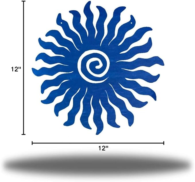 Riverside Designs Sunburst Metal Wall Art Steel Outdoor Decor - Heavy-Duty and Waterproof - Made in USA (18", Blue)