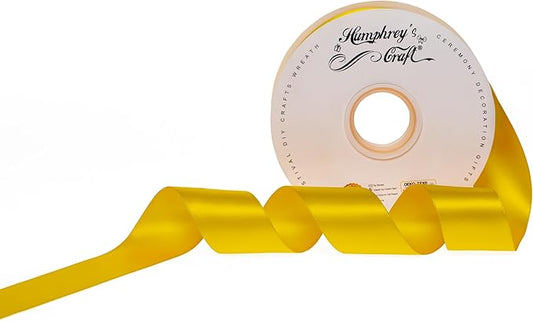 Humphrey's Craft 1-1/2 Inch Double Faced Satin Ribbon - 50 Yards, Gold Thick Satin Ribbon for Crafts, Gift Wrapping, Decoration Christmas Tree, Bridal Bouquet,Wedding,DIY Bows,Sewing Hat.