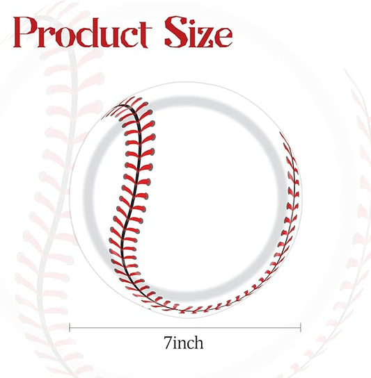 50PCS Baseball Party Paper Plates 7 Inch, Disposable Baseball Birthday Party Supplies Dessert Plates for Birthday Baby Shower Sports Event Decorations (Baseball)