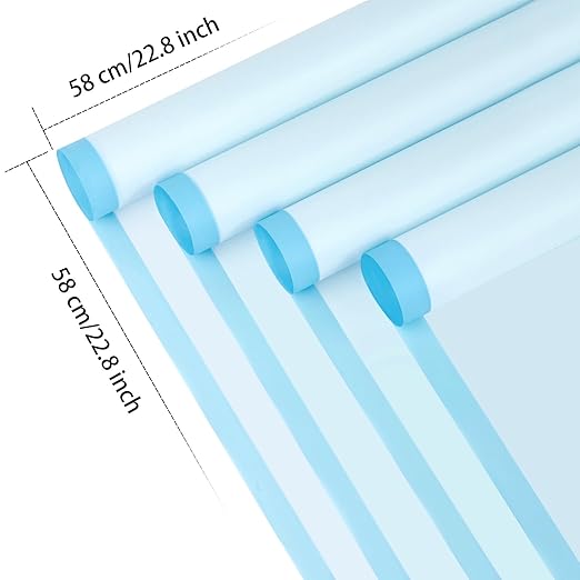 Jutieuo 20 Sheets Light Blue Flower Wrapping Paper, Waterproof Floral Wrap Blue Edge Bouquet Wrapping Paper Florist Supplies (22.8 x 22.8 inch)