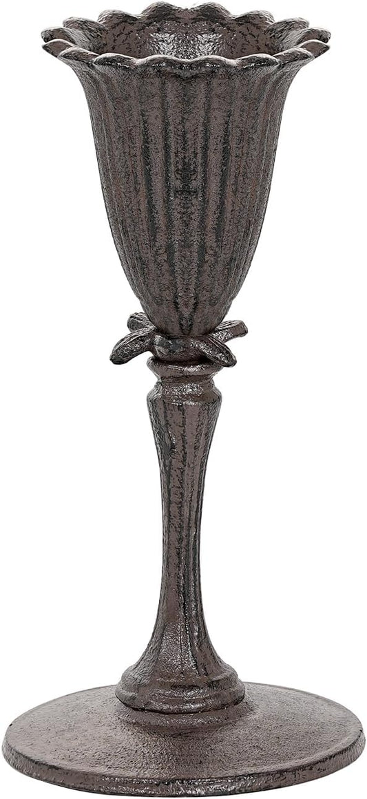 Sungmor Cast Iron Tabletop Flower Vase, Vintage Pretty Tulip Design, 8.6" Tall Decorative Centerpieces Flower Stand, Artificial Flower Arrangements Home Decor for Ceremony Birthday Holiday Event Party