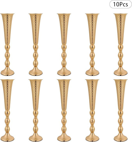 10 PCS Trumpet Vase Flower Arrangements Stand, 23.6 Inch Tall Wedding Gold Flower Stand, Decorative Centerpiece Table Decoration for Party Wedding Reception Event