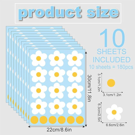 Daisy Flowers Wall Stickers – 180 Pcs Peel & Stick Removable Waterproof Vinyl Floral Wall Art Decals for Bedroom, Nursery & Living Room | A Simple Peel Creates a Breezy Spring Retreat (White)