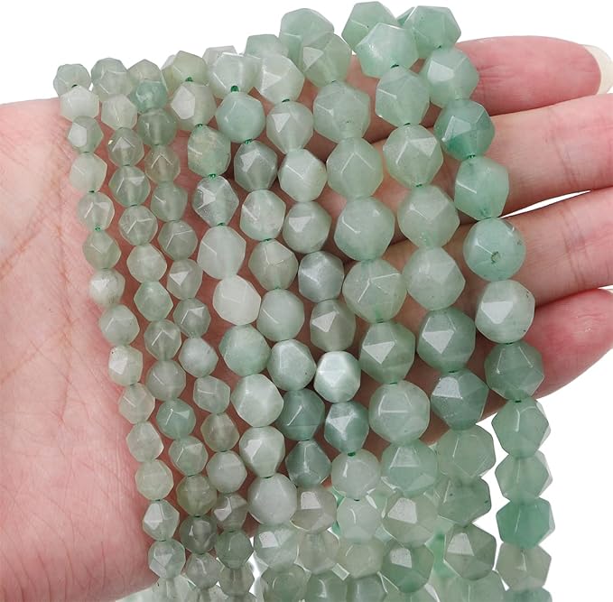 Faceted Natural Green Aventurine Jade Stone Round Beads 10mm 36cm/Strand for Jewelry Making