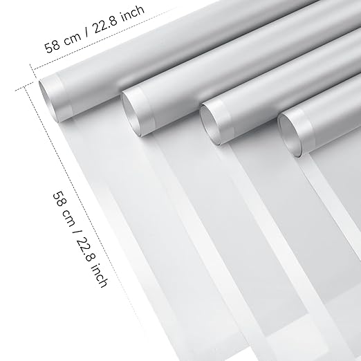 Jutieuo 20 Sheets Silver Flower Wrapping Paper, Waterproof Floral Wrap Silver Edge Bouquet Wrapping Paper Florist Supplies (22.8 x 22.8 inch)