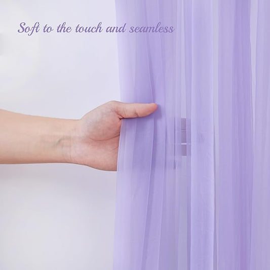 10x10 Purple Tulle Backdrop Curtains for Parties, Sheer Backdrop Curtain Wedding Photo Background Drapes for Baby Shower Photography Birthday Party
