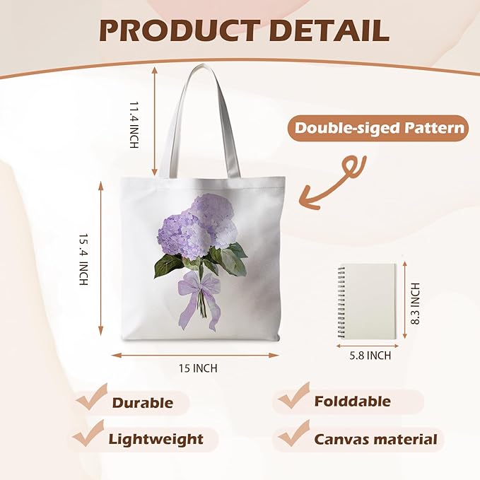 Floral Tote Bag, Floral Bag for Women, Reusable Grocery Bags Shopping Bags