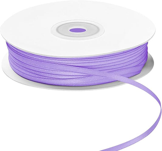 LIUYAXI Light Purple Double Faced Satin Ribbon, 1/8" X Continuous 100 Yards, Thin Ribbons Perfect for Gift Wrapping Wedding Invitation Card Hair Bows Tag Floral Arrangement DIY Craft