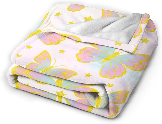 Butterfly Blanket for Women Butterflies Throw Blanket Soft Cozy Fleece Fuzzy Stuffed Plush Flannel Animal Gifts for Girls Kids Adults 60"X80"