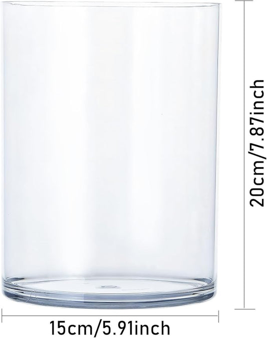 Clear Acrylic Flower Vase Centerpiece,Acrylic Cylinder Vase Decorative Wide Mouth for Flower, Plastic Flower Vases for Home,Office,Wedding Party,5.9x7.9in