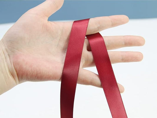 Maroon Double Faced Satin Ribbon 7/8 Inch - 100 Yards Continuous Soft Gift Wrapping Package Ribbon for Invitations, Flower Bouquets, Weddings, Bows, Hair, DIY Crafts, Party & Christmas Deco