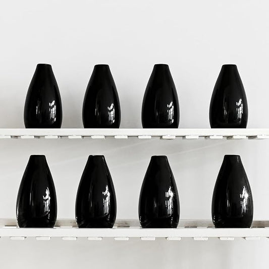 Modern Black Small Ceramic Vase Set of 8 for Living Room Bedroom 4.13'' Minimalist Fresh Flower Vases for Home Decor Office Fireplace Centerpieces Nordic Style Gift for Fake Plant 8 Pack