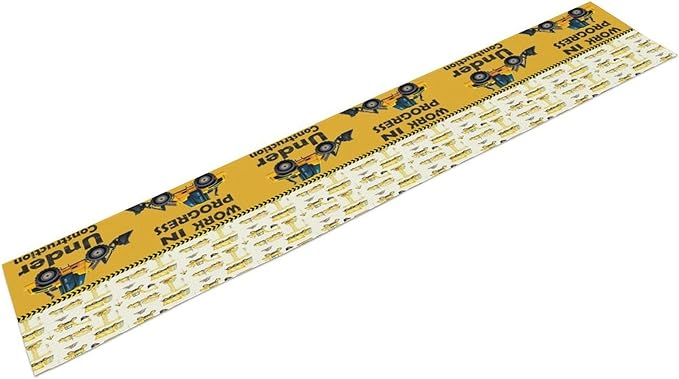 Cartoon Car Table Runner,Boys Kids Construction Vehicles Truck Yellow Print Tablecloth Burlap for Hotel Indoors Outdoor Dining Room Kitchen Home Decor,W13X L80 in