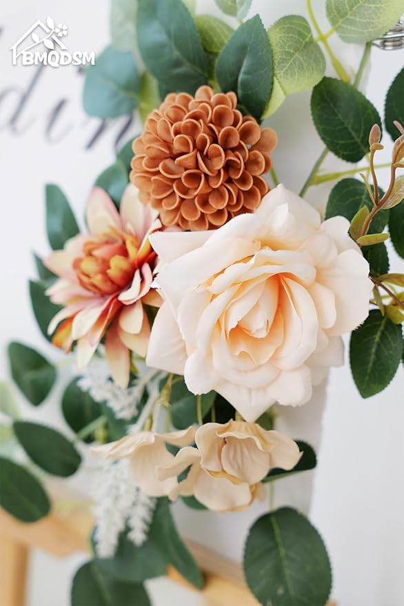 Pack of 2 Artificial Flowers for Backdrop Decoration, Wedding Arch Flowers,Reception Welcome Sign, Eucalyptus Garland, Suited to Aisle Decor and Wedding Arches(Champagne)