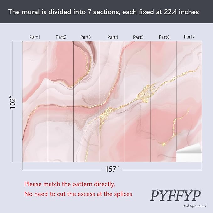 PYFFYP- Abstract Gold Marble Wallpaper murals for Bathroom(Not Peel and Stick)