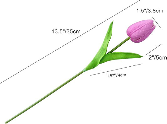 Mandy's Artificial Tulips 20 Stems Lavender PU Faux Flowers for Thanksgiving and Christmas Decorations Wedding Home Decor 13.5 Inch