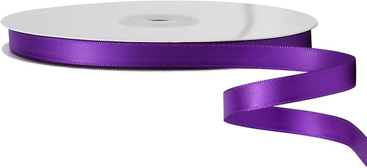 LIUYAXI Purple Double Faced Satin Ribbon, 3/8" X Continuous 100 Yards, Ribbons Perfect for Gift Wrapping Bows Bouquet Wedding Decor DIY Craft and More