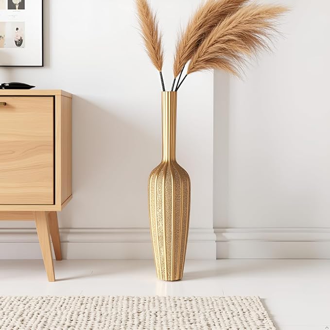 Elegant Gold Floor Vase - 23.62” Tall Decorative Vase for Dried Flowers | Home Decor Accent | Resin Tall Floor Vase
