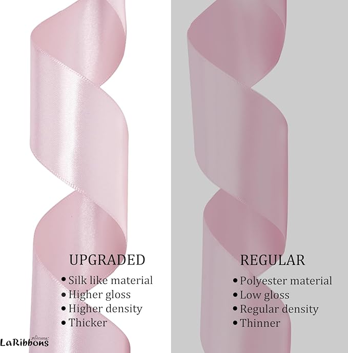 LaRibbons Light Pink Satin Ribbon 1 Inch 25 Yards Luxury Double Faced Pink Silk Ribbon for Gift Wrapping Flower Bouquet Crafts Wedding Party Babyshower Decoration